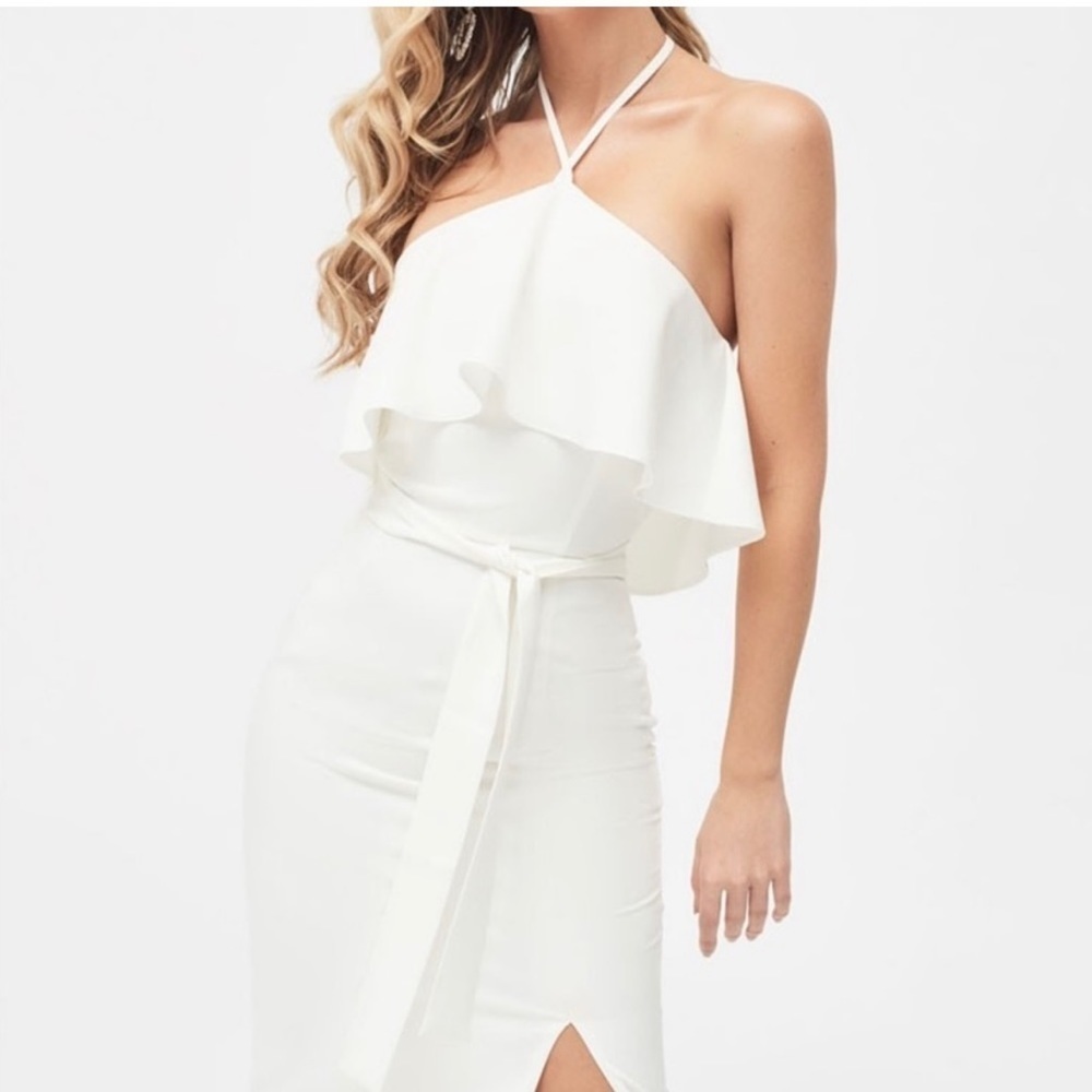 Lavish Alice Halter Neck Double Layer Midi Dress size 4 - Picture 4 of 5